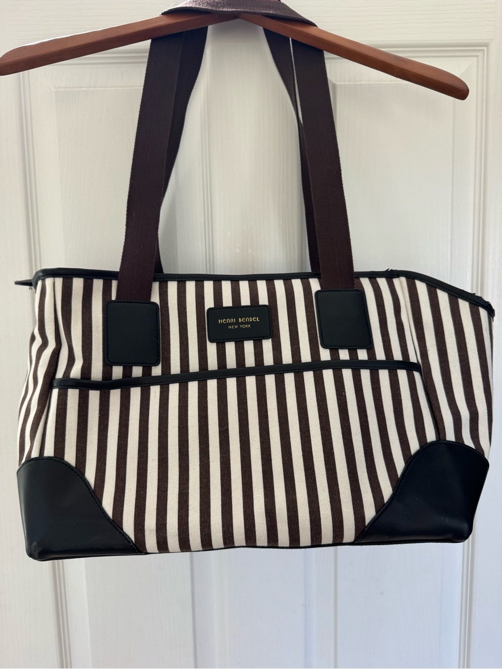 Brown & Cream Striped Tote